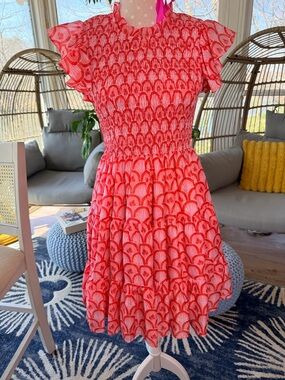 J.Marie Adorable Ruffle neck and sleeve dress size medium